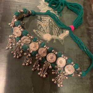 Vintage green silver gypsy choker necklace